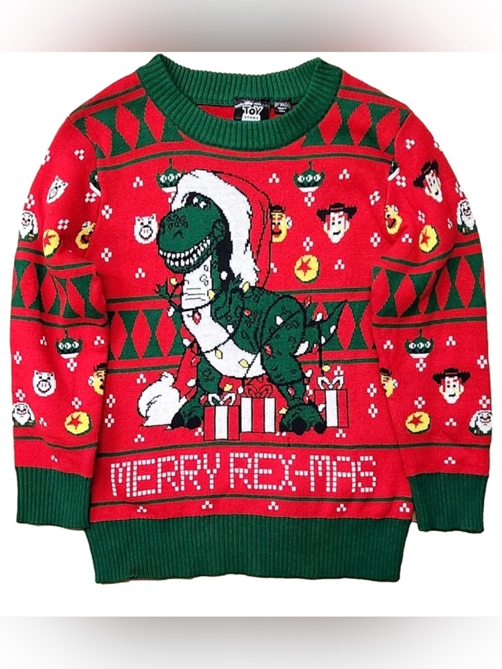 Disney Pixar Toy Story Rex Christmas Holiday Sweater Size 2T - EUC